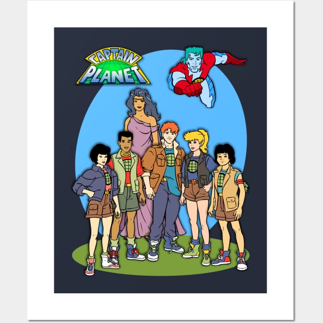 Captain Planet Group Wall Art by BigOrangeShirtShop